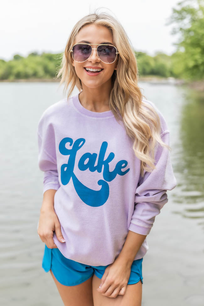 Lake Script Lilac Corded Graphic Sweatshirt FINAL SALE
