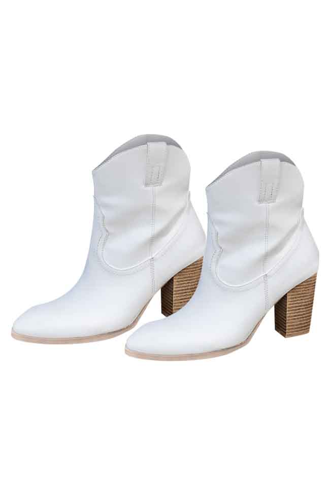 Jaylee White Rounded Toe Western Style Booties FINAL SALE