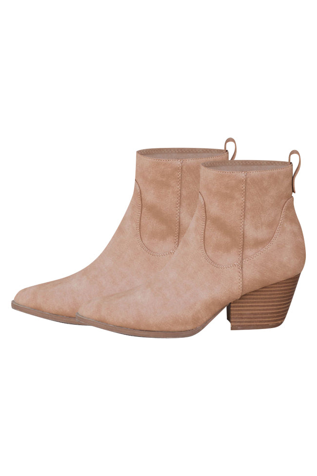 Kimberly Toffee Nubuck Pointed Toe Bootie FINAL SALE