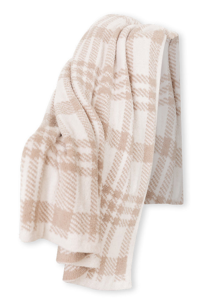 Make Me Believe Taupe Checkered and Daisy Print Blanket DOORBUSTER