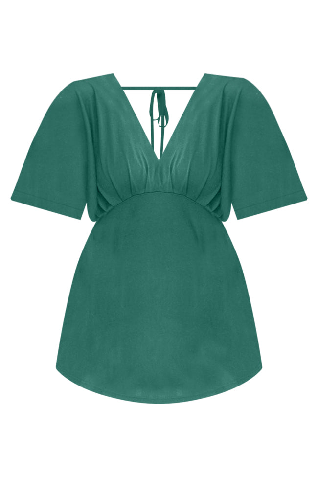 Midnight Hour Emerald Drape Front Mini Dress