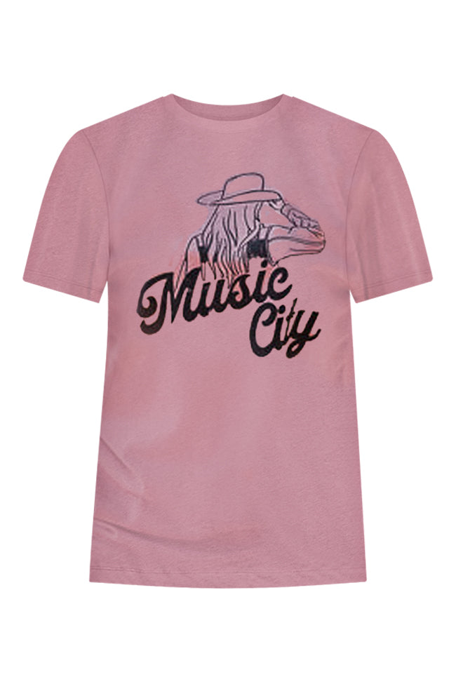 Music City Cowgirl Mauve Graphic Tee