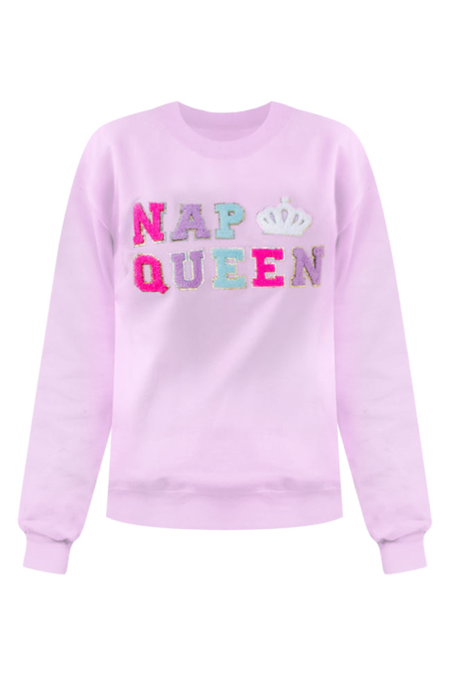 Nap Queen Light Pink Chenille Patch Graphic Sweatshirt