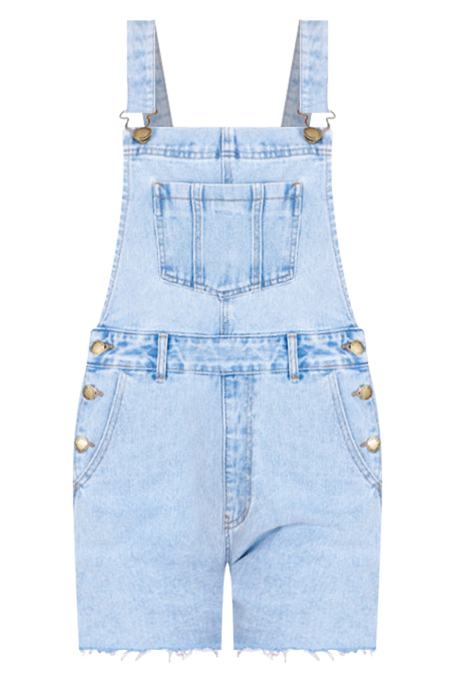 Never Wanna Grow Up Light Wash Short Overalls FINAL SALE – Pink Lily