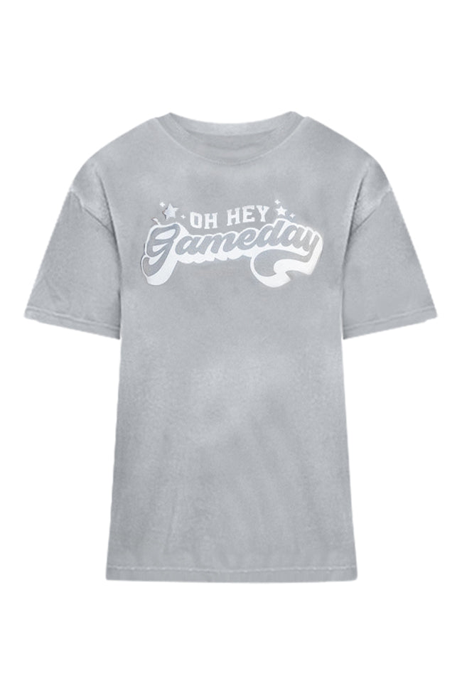 Giddy Up Its Gameday Blue White Graphic Tee, S - Women's - Pink Lily Boutique