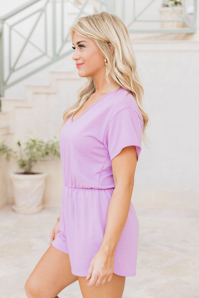 Perfectly Imperfect Dusty Purple V-Neck Romper FINAL SALE