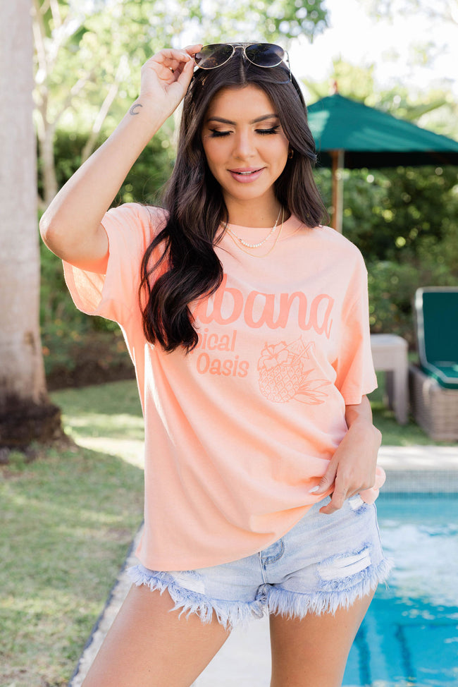 The Cabana Coral Oversized Graphic Tee