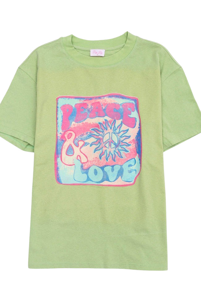Peace And Love Mint Oversized Graphic Tee