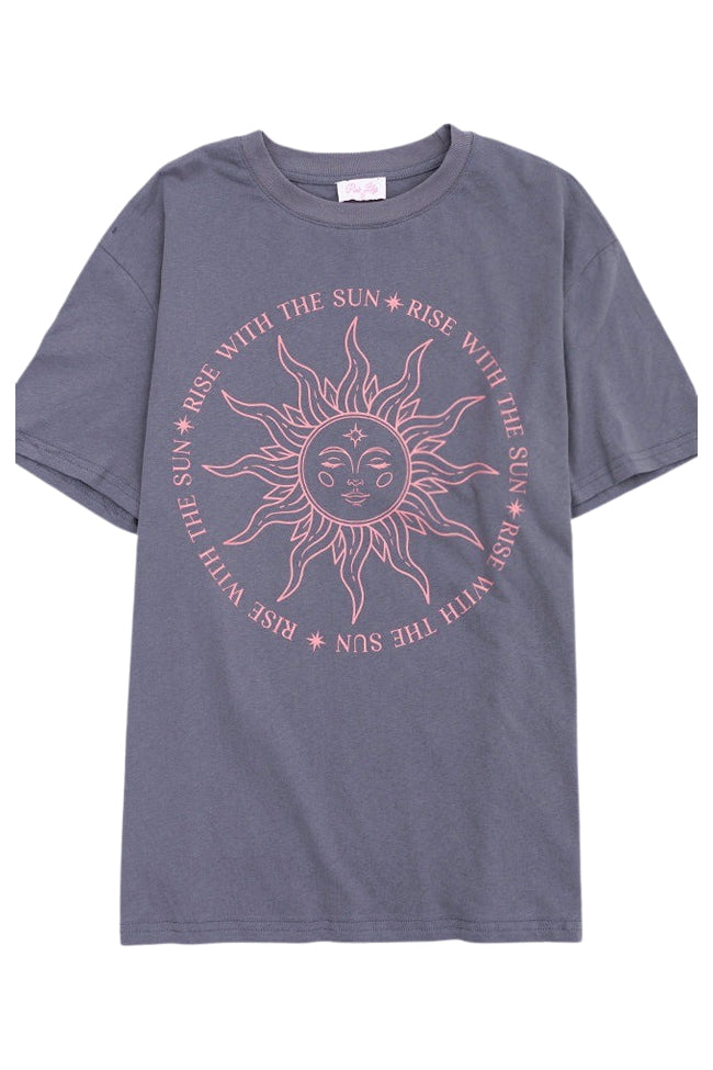 Rise with the Sun Grey Oversized Graphic Tee