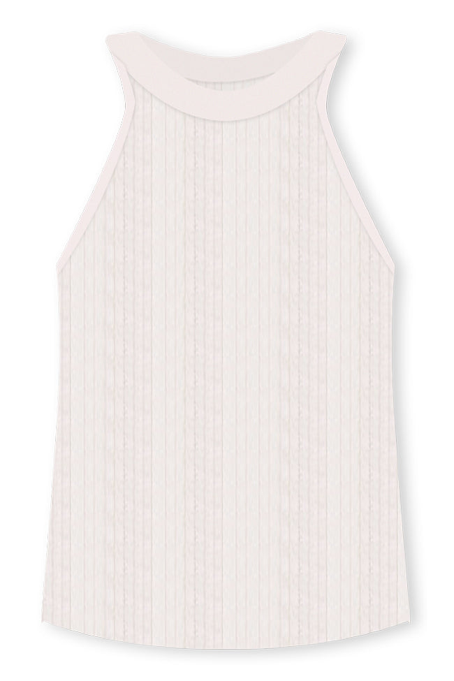 Start The Conversation White Ribbed Halter Neck Sweater FINAL SALE