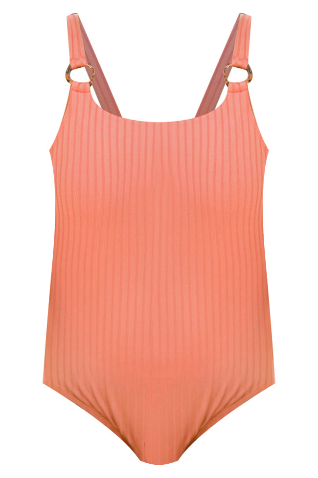 Watch Me Unwind Ribbed Terracotta One Piece Swimsuit FINAL SALE