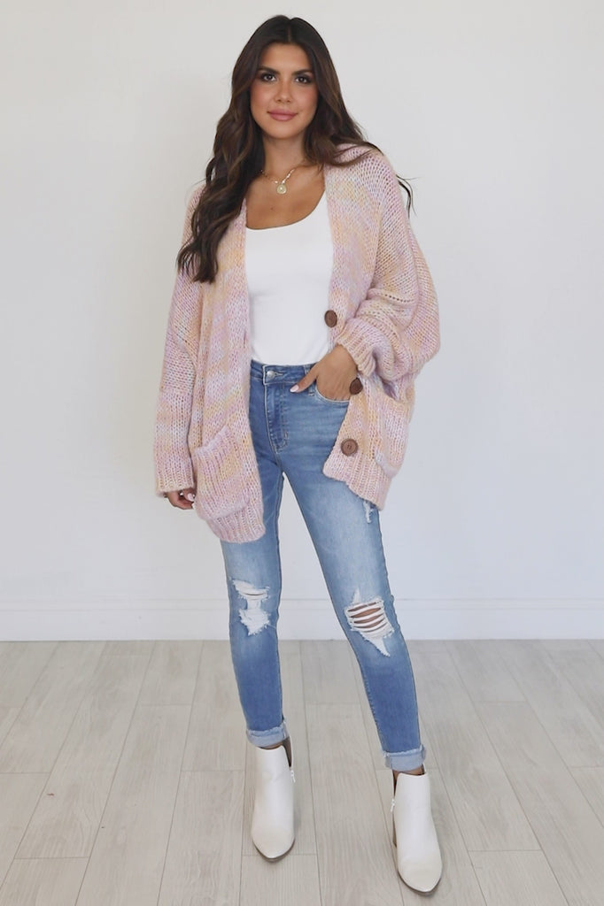 All I Could Ask For Multicolored Oversized Cardigan – Pink Lily