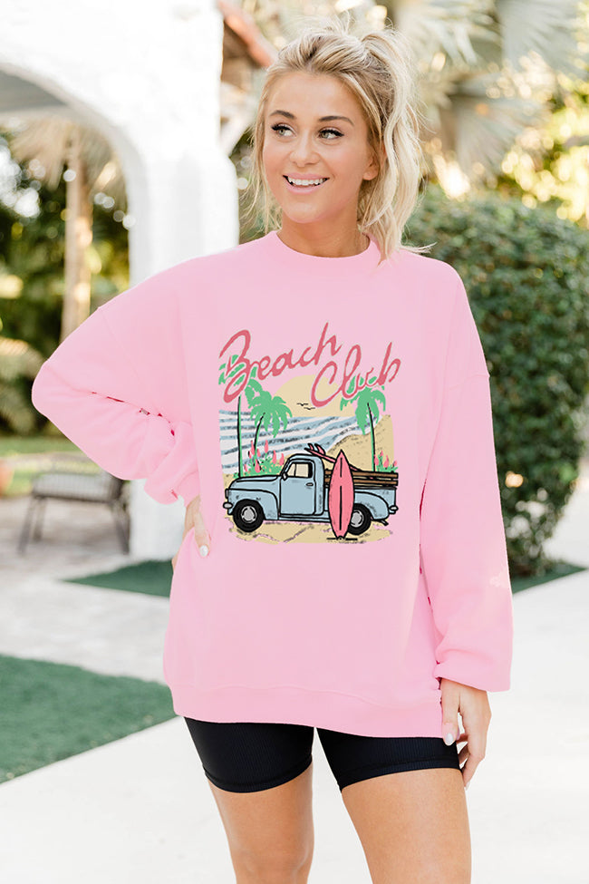 Pink long 2025 sleeve sweatshirt