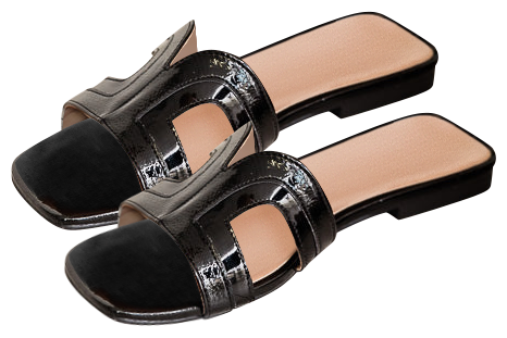 Katrina Black Layered Cutout Detail Sandals FINAL SALE