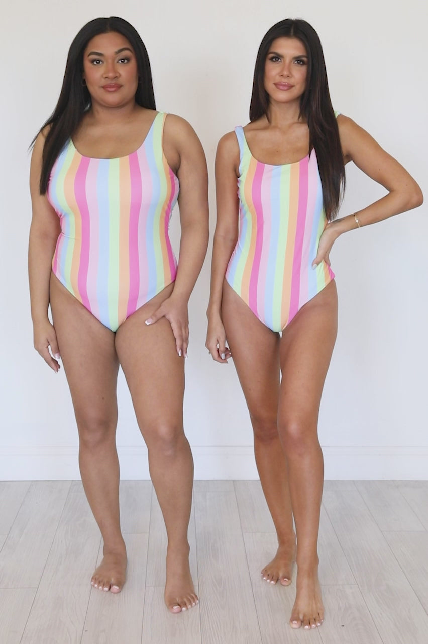 Rainbow Daydreams Striped One Piece Swimsuit FINAL SALE – Pink Lily