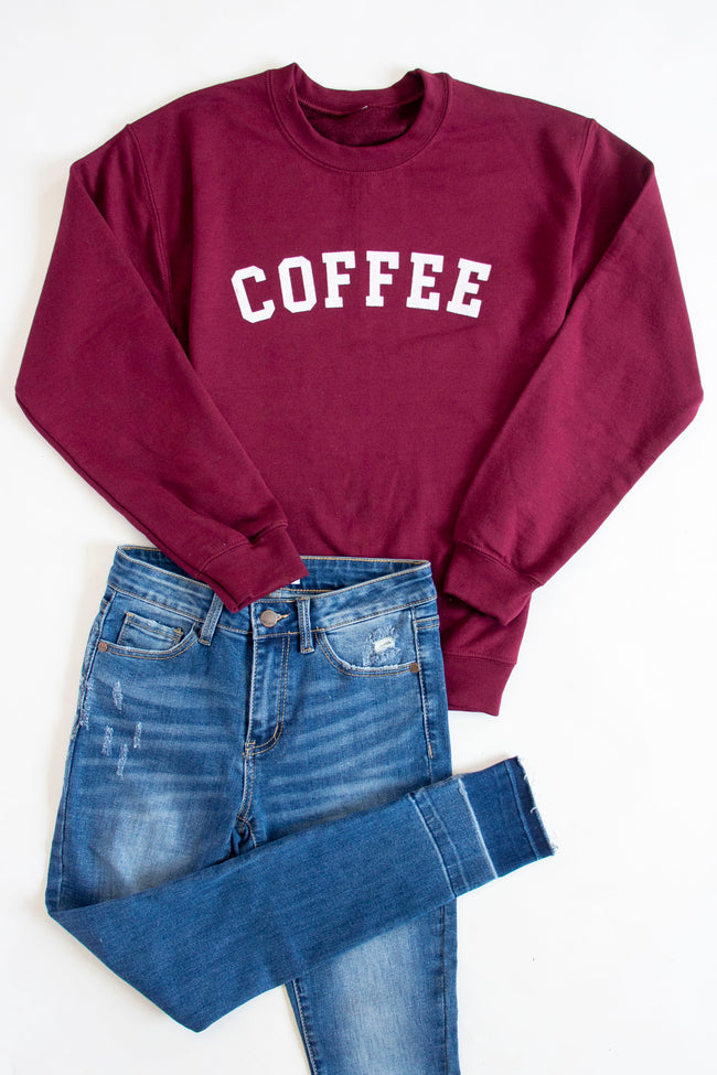 Coffee Varsity Graphic Maroon Sweatshirt