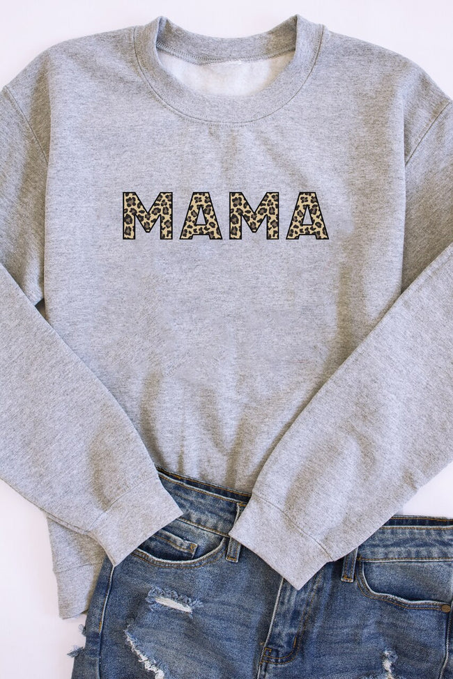 Mama Animal Print Grey Sweatshirt