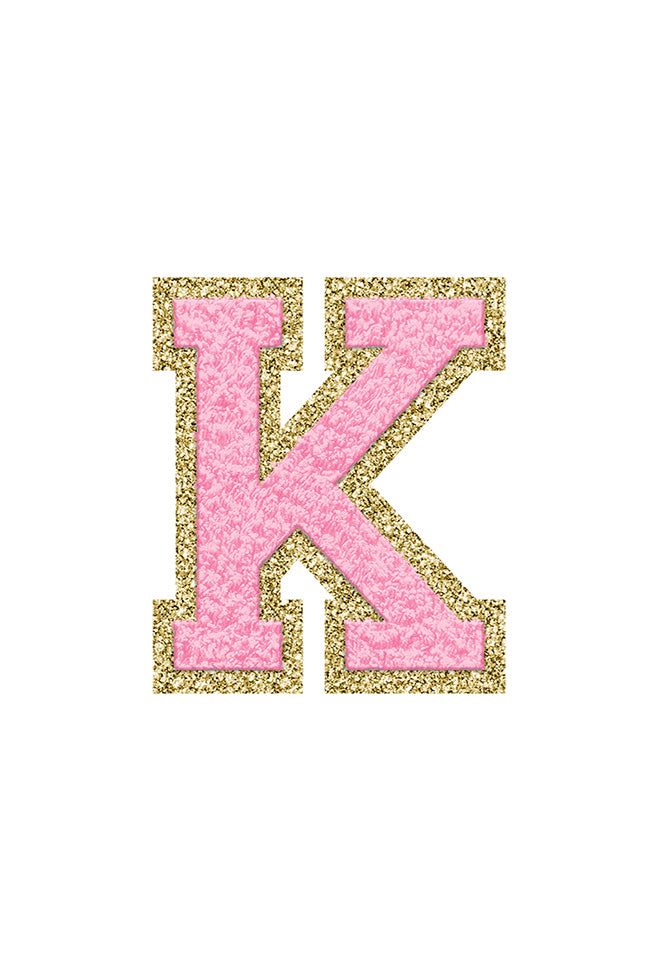 Pink Letter Fuzzy Patches