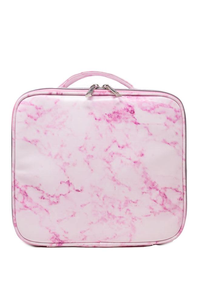 No Time To Spare Pink Marble Makeup Bag FINAL SALE