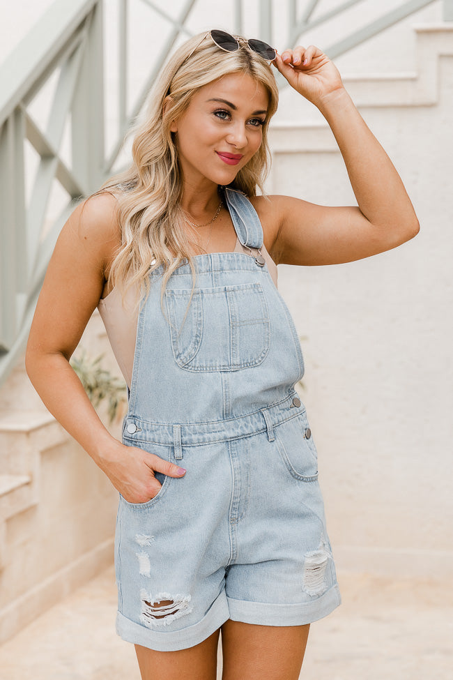 A Good Time Medium Wash Distressed Overalls FINAL SALE