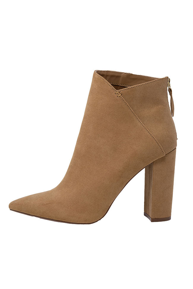 Tamera Brown Suede Pointed Toe Booties FINAL SALE Pink Lily